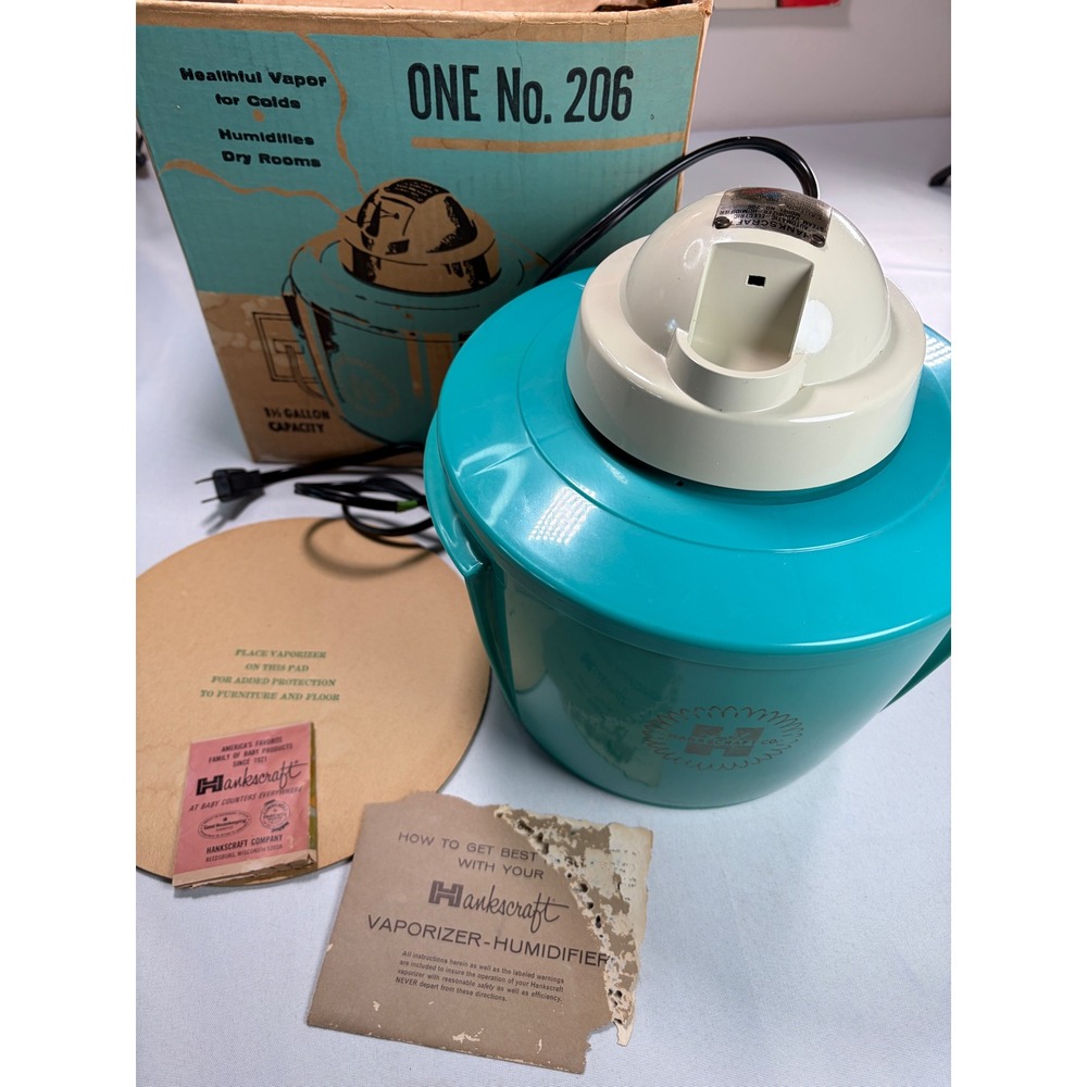 Vintage Hankscraft No 206 Steam Vaporizer Humidifier w/ Box Mid Century NOT WRKG